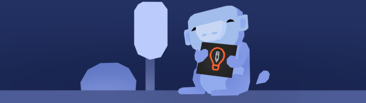 An illustration of Wumpus, the Discord mascot, holding the Art Prompts logo.